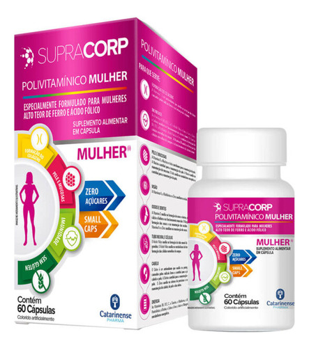 Supracorp Polivitamínico mulher 60 cápsulas S/ gluten S/acucar Catarinense Pharma