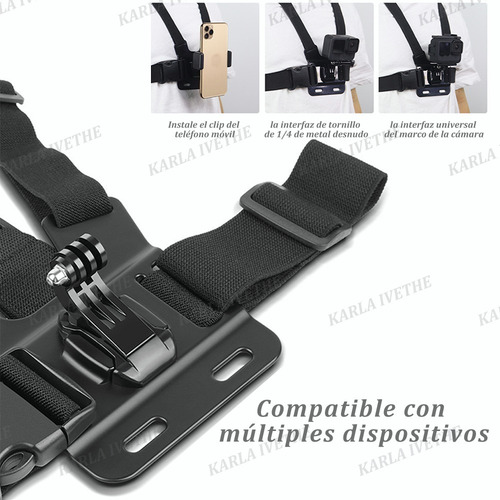 Imagen 4 de 6 de Pecho Clip Ajustable Teléfono/gopro Correa Soporte De Arnés