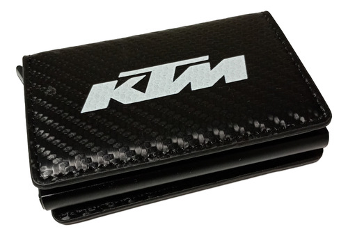 Billetera Tarjetero Rfid-block Cuero Diseño Carbono Moto Adv Negro Carbono