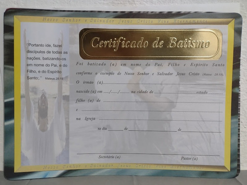 Certificado De Obreiro Da Igreja Borda Dourada 20 Unidades