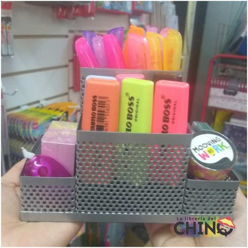 Imagen 3 de 6 de Organizador Metal Enrejado 4 Cuerpos 13x11x13cm Plateado