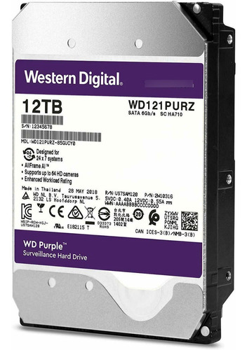 Disco Rígido Western Digital Wd Purple Wd121purz 12tb Sata