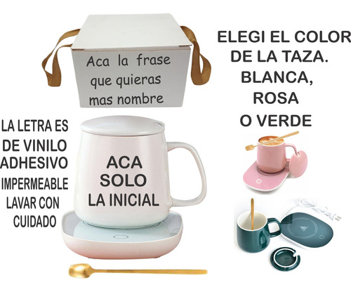 Taza Con Calentador + Caja Frase Dia De La Madre Cumpleaños Negro