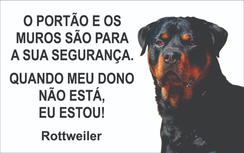 Placa Cuidado Cão Bravo Rottwailer 40x24 Altopadrão