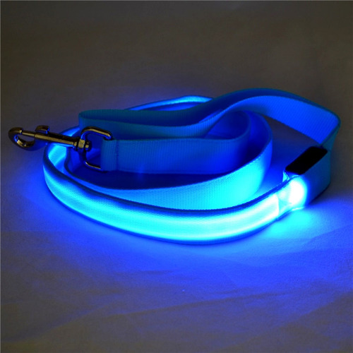Correa Mascota Luz Led Bateria Recargab. Paseo Seguro Noche