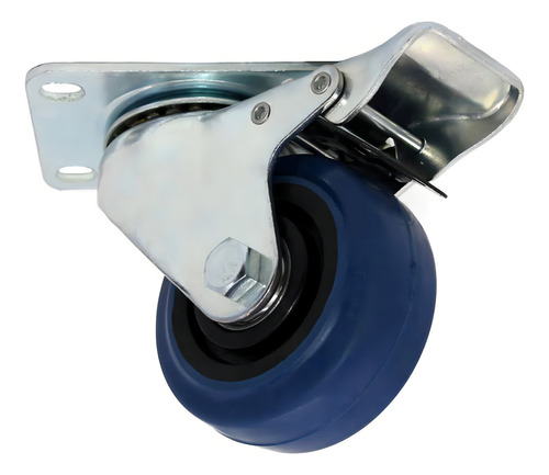 2 Pzas Rodaja Giratoria C/ Freno 3 PuLG Azul 80 Kg Carro Man
