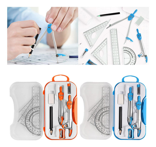 Kit De Geometría Matemática, Juego De Brújula, Regla,
