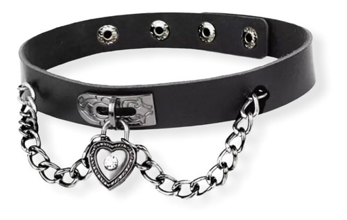 Collar Choker Candado Corazon Punk Gotico Dark Kawaii Loli 