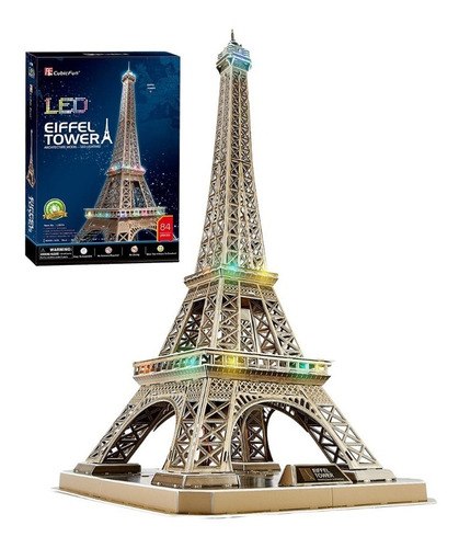 Puzzle 3d | Torre Eiffel Paris | Se Ilumina Con Luces Led