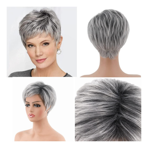 Pelucas Grises Para Mujeres, Temperamento, Flequillo Cabello
