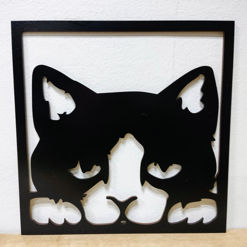 Imagen 3 de 6 de Set De 3 Cuadros Para Pared Gatos 20x20 C/u - Madera