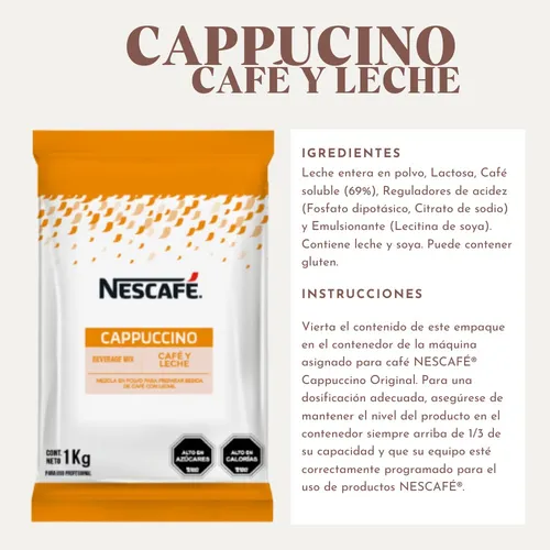 Nescafé Cappuccino Café Y Leche 1kg - En Polvo Para Maquina