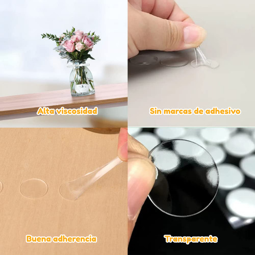 200 Pegatinas Doble Cara Circulares De Silicona Invisibles F