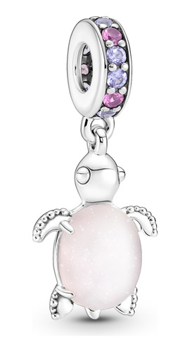 Charm Colgante Tortuga De Mar Rosa De Cristal Murano