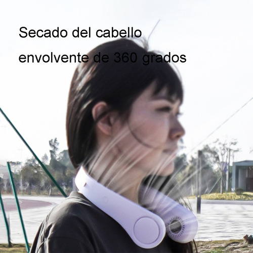 Ventilador De Cuello Portátil Recargable Con 3 Velocidades Color Blanco