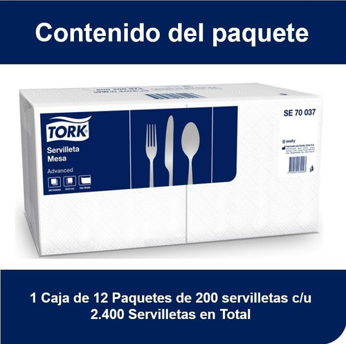 Servilleta De Mesa Tork Acolchada 33x33cm 12 Paq X 200un