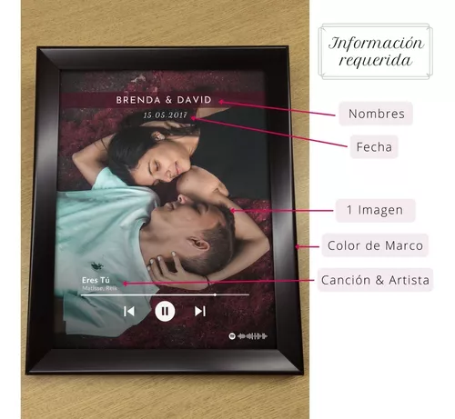 Cuadros Spotify Personalizado San Valentín Foto Y Canción