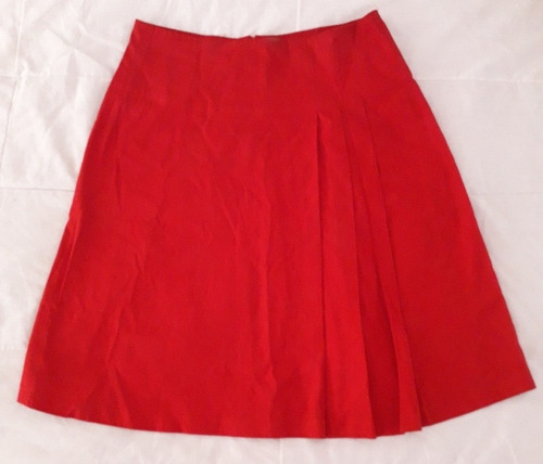 Pollera Roja De Gabardina Con Tablas Talle 1 M