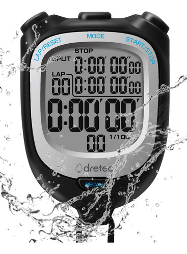 Dretec Cronometro Digital Impermeable Alarma Calendario Para