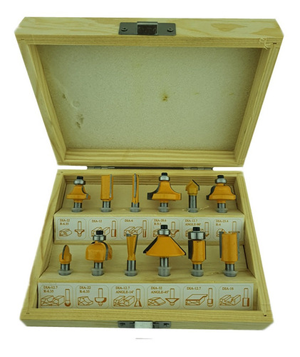 Kit Set Juego De Fresas 12 Piezas 1/4 Tupi Router Toolmak