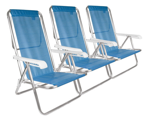 Reposera Sillón Playa X 3 Camping 8 Pos. Aluminio Sannet Mor