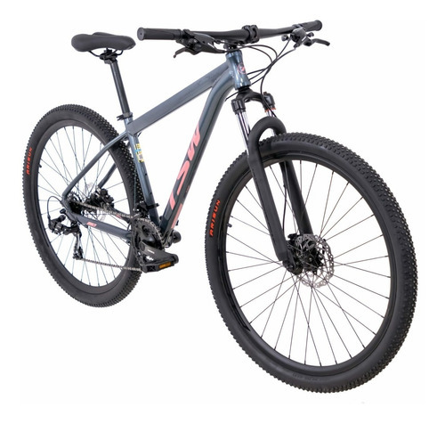 Bicicleta 29 Tsw Ride Plus Mtb 21v Freio Hidráulico Shimano Cor Cinza/Rosa Tamanho do quadro S - 15,5