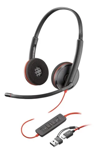 Fone de ouvido Plantronics Blackwire C3220 USB Tipo A e Tipo C