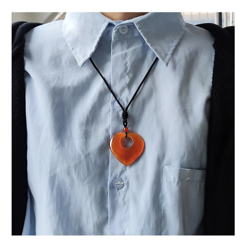Collar Protector Corazón Ágata Naranja / Amuletos Suerte
