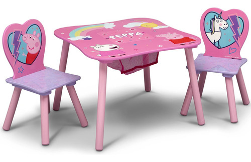 Set Infantil De Mesa Mesita Con 2 Sillas Peppa Pig Niña Color Rosa