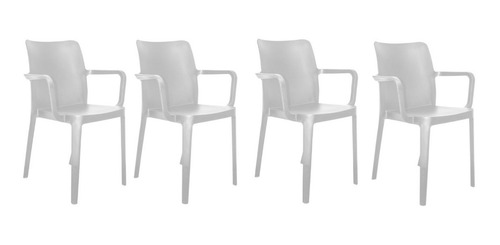 Set 4 Sillas Modernas C/ Brazos Silla Comedor- Estructura De La Silla Blanco