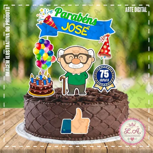 comprar Topo Topper De Bolo Personalizado Pai Avô Vovô Mod.01