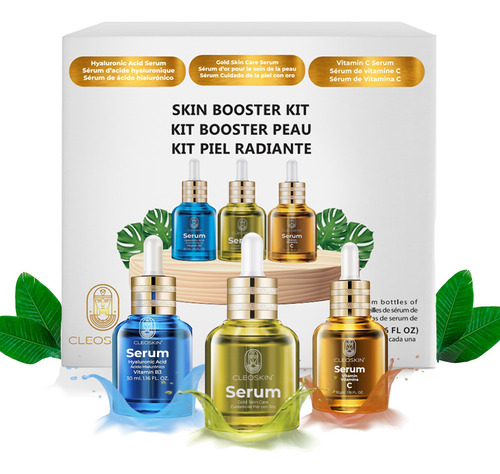 Kit De 3 Serums Cleoskin (vitamina C, Hialuronico Y 24k)