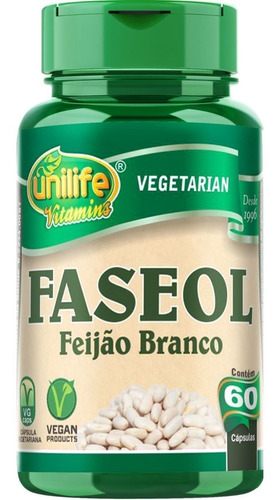 Faseolamina 60 Caps 500mg Faseol Unilife Feijão Branco Sabor Sem Sabor