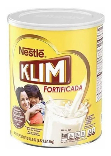 Leche de fórmula en polvo Nestlé Klim Fortificada en lata de 1 de 1.6kg - 2 años a 99 meses
