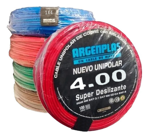 Cable Unipolar 4mm Normailizado Argenplas X 20mts