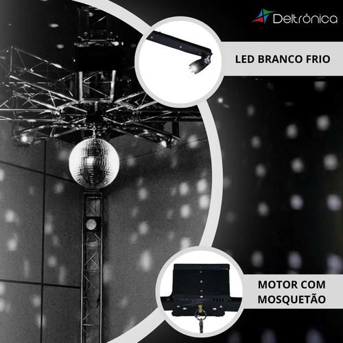 Base Montada Com Motor E Canhão De Led Para Globo Espelhado 127/220V (Bivolt)