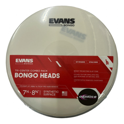 Parche Bongo Sintetico Evans Combo Pack 7 1/4 - 8 5/8 Eb0709