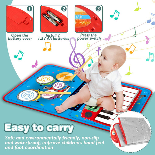Alfombrillas Musicales Para Bebés 2 En 1: Teclas De Piano Y