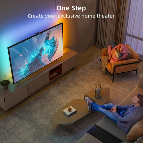Led Backlight Con Cámara 12.5ft Para Tv 55-65 Alexa/google