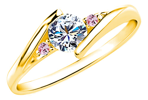 Anillo Oro 14k Certificado Diamantes Rosa Laterales M. Lvr