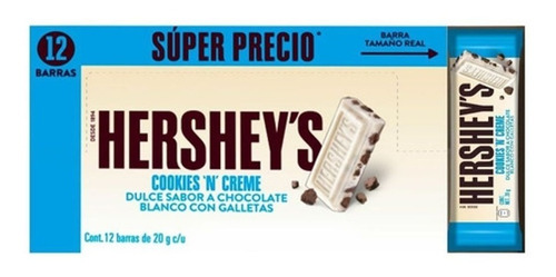 Imagen 1 de 1 de Hersheys Cookies ´n´ Creme 12 Barras Chocolate Blanco 