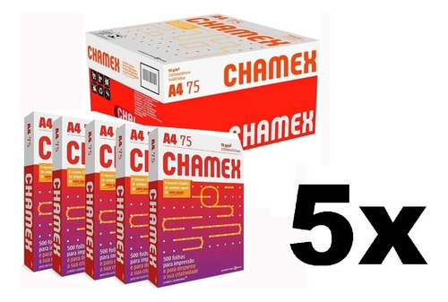 Papel A4 Chamex Office 75g Com 500 Fls / Caixa Com 5 Resmas