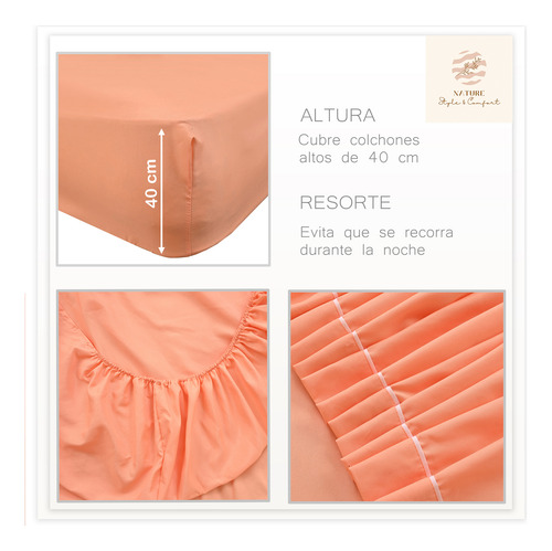 Sábanas King Size 2800 Hilos Extra Suave Premium Lisa Nature Peach Fuzz Liso