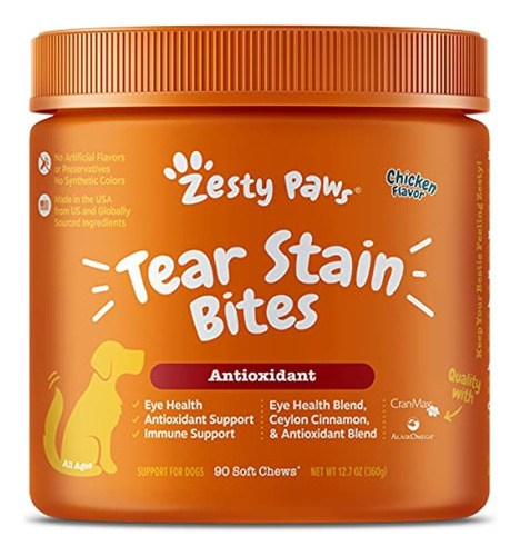 Zesty Paws Tear Stain Support Masticables Suaves Para Perros