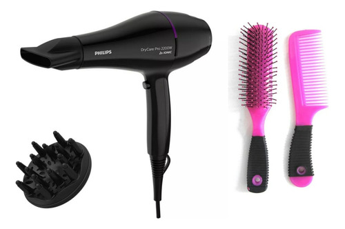 Combo Kit Peines + Secador Philips Dry Care Bhd274/00 Negro