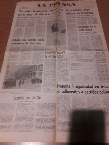 Diario La Prensa 01 12 1982 Malvinas Chaco Inundaciones That