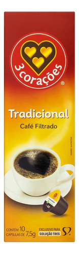  Café Tradicional Em Cápsula 3 Corações Sem Glúten 10 Un