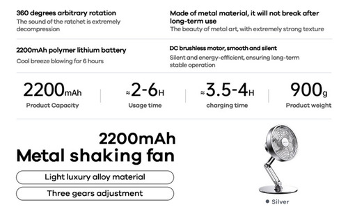 Ventilador De Metal Con Vibración, Ventilador De Escritorio