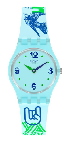 Reloj Swatch #greentouche Ln157 Color de la correa Azul Color del bisel Transparente Color del fondo Transparente
