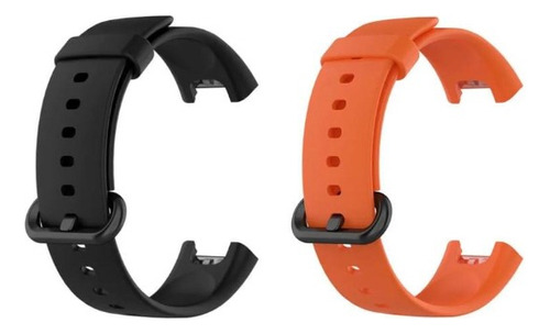 Kit Compatível Com Xiaomi Mi Watch Lite E Redmi Watch 2 Lite Cor Preto-Laranja